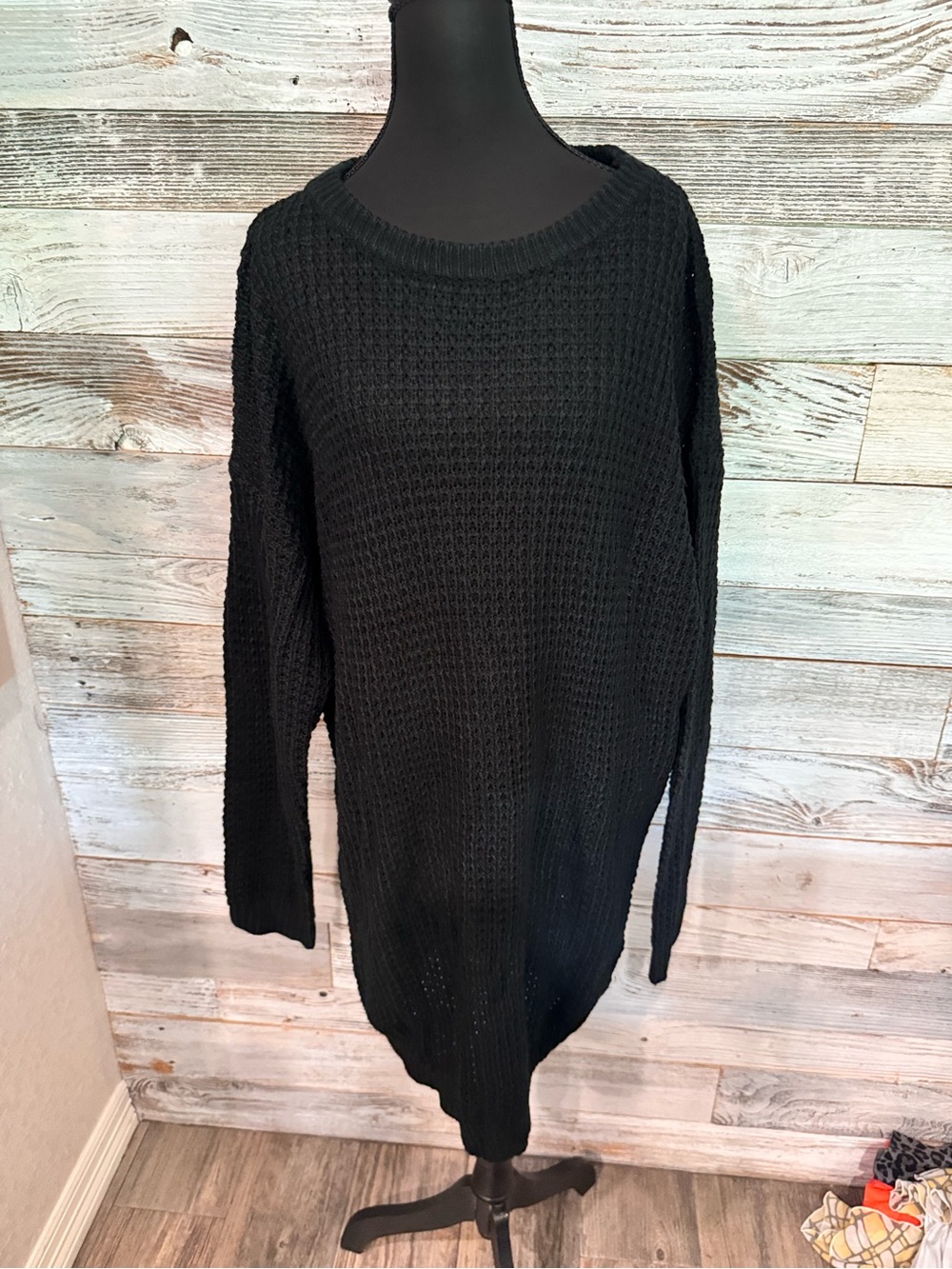 SHEIN Black Midi Knit Dress